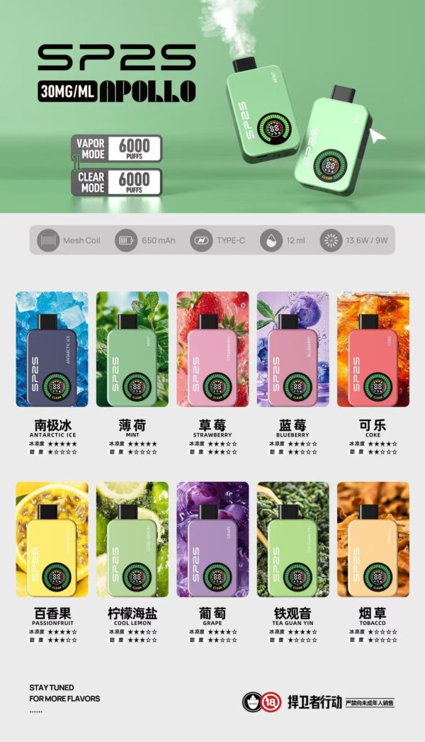 SP2S抛棄式電子菸大容量12000口 | 3%尼古丁 | 多種口味選擇 | 台灣現貨