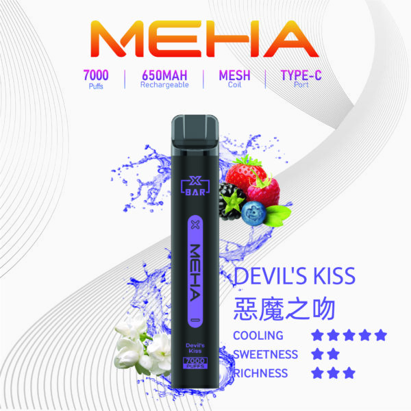 Meha魅嗨小黑條7000口拋棄式電子煙