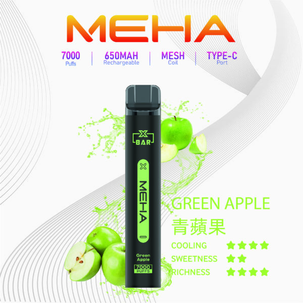 Meha魅嗨小黑條7000口拋棄式電子煙